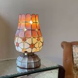 Vintage shell and brass lamp