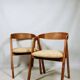 Vintage dining chairs oak wood yellow mellow Boho upholstery
