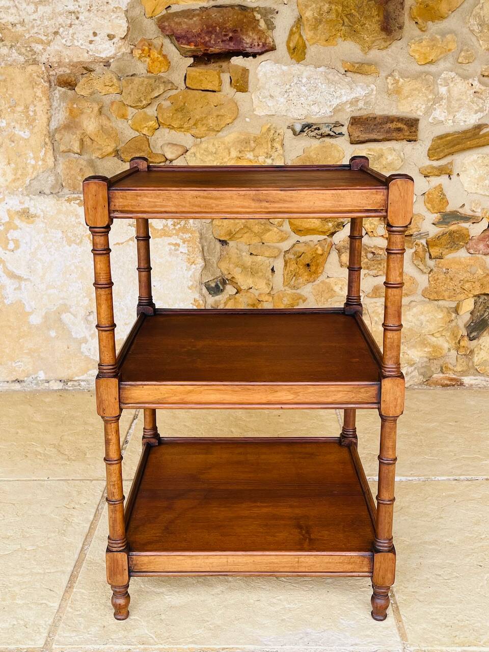 Console Art Deco a 3 niveaux bois tourné "Faux Bambou" Circa 1930s