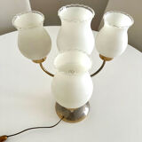 Vintage table lamp with 5 lights – frosted glass and gold metal