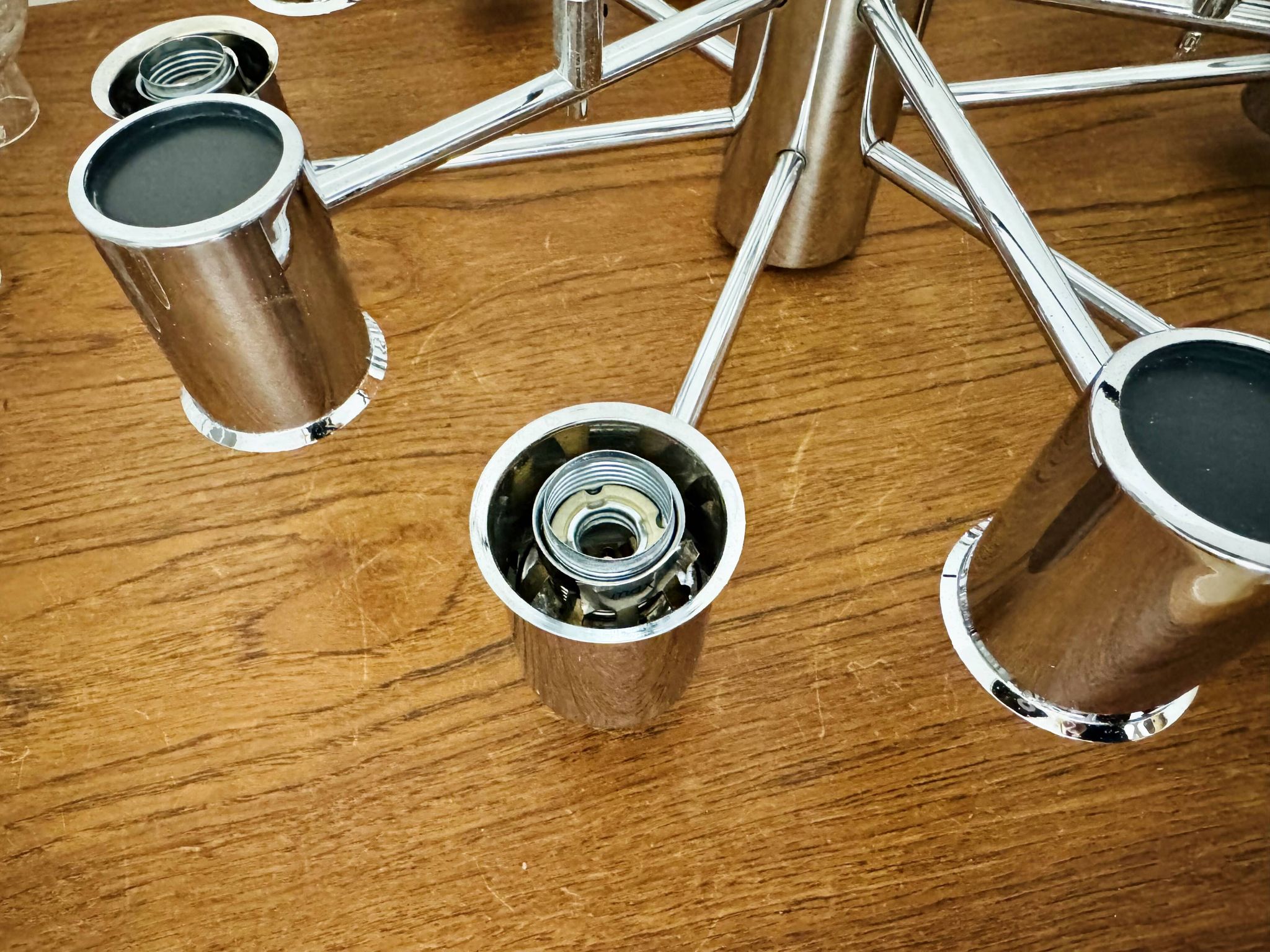 Lustre Spoutnik chromé par Doria, années 1970