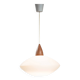 Uno & Östen Kristiansson white opaline teak pedant for Luxus, Sweden, 1950s
