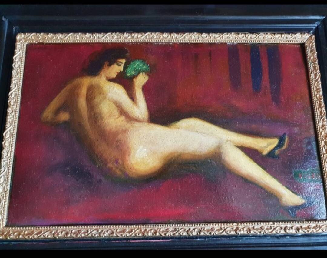 Oil Painting of a Nude Woman, Mid-20th Century