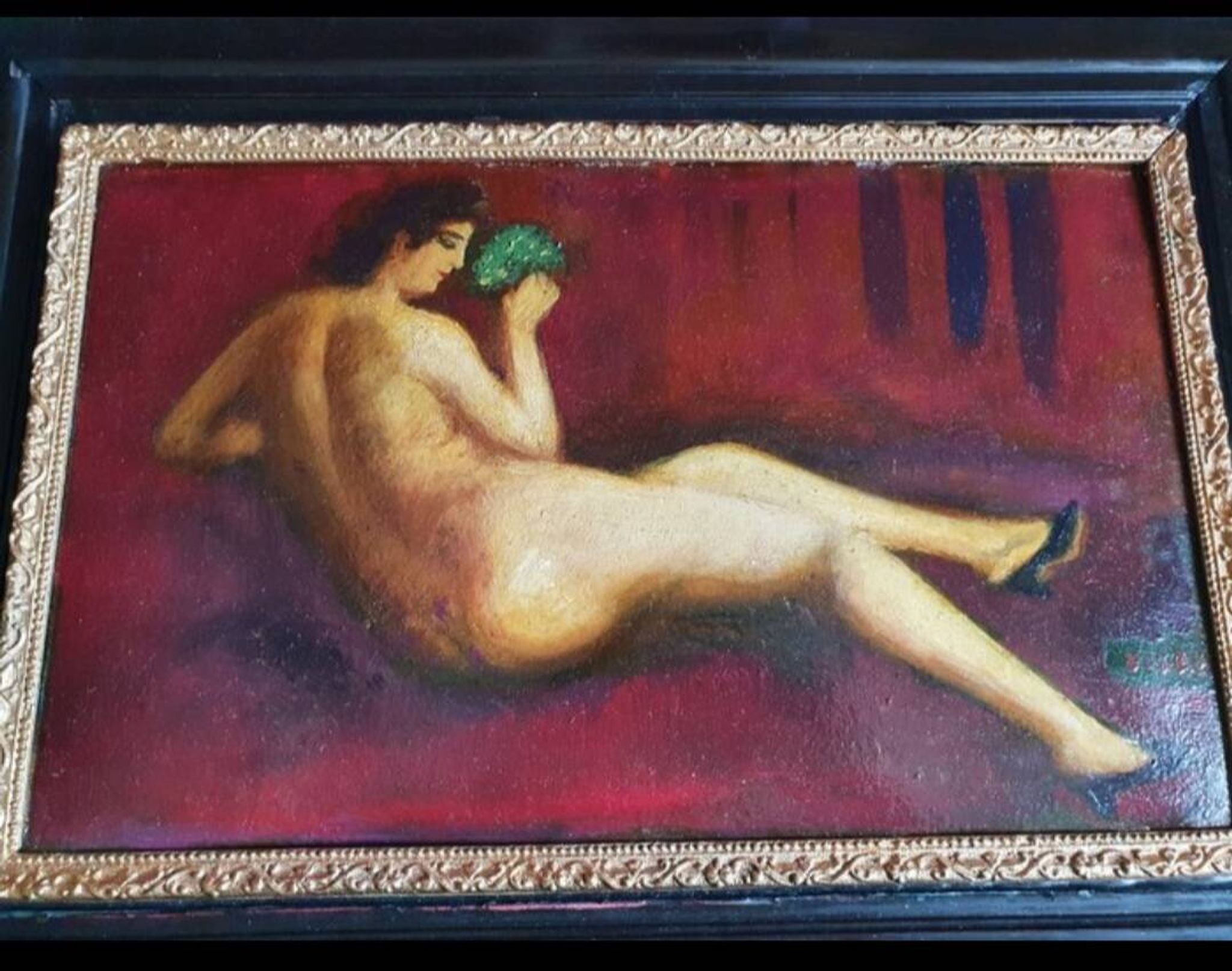 Oil Painting of a Nude Woman from the Mid-20th Century