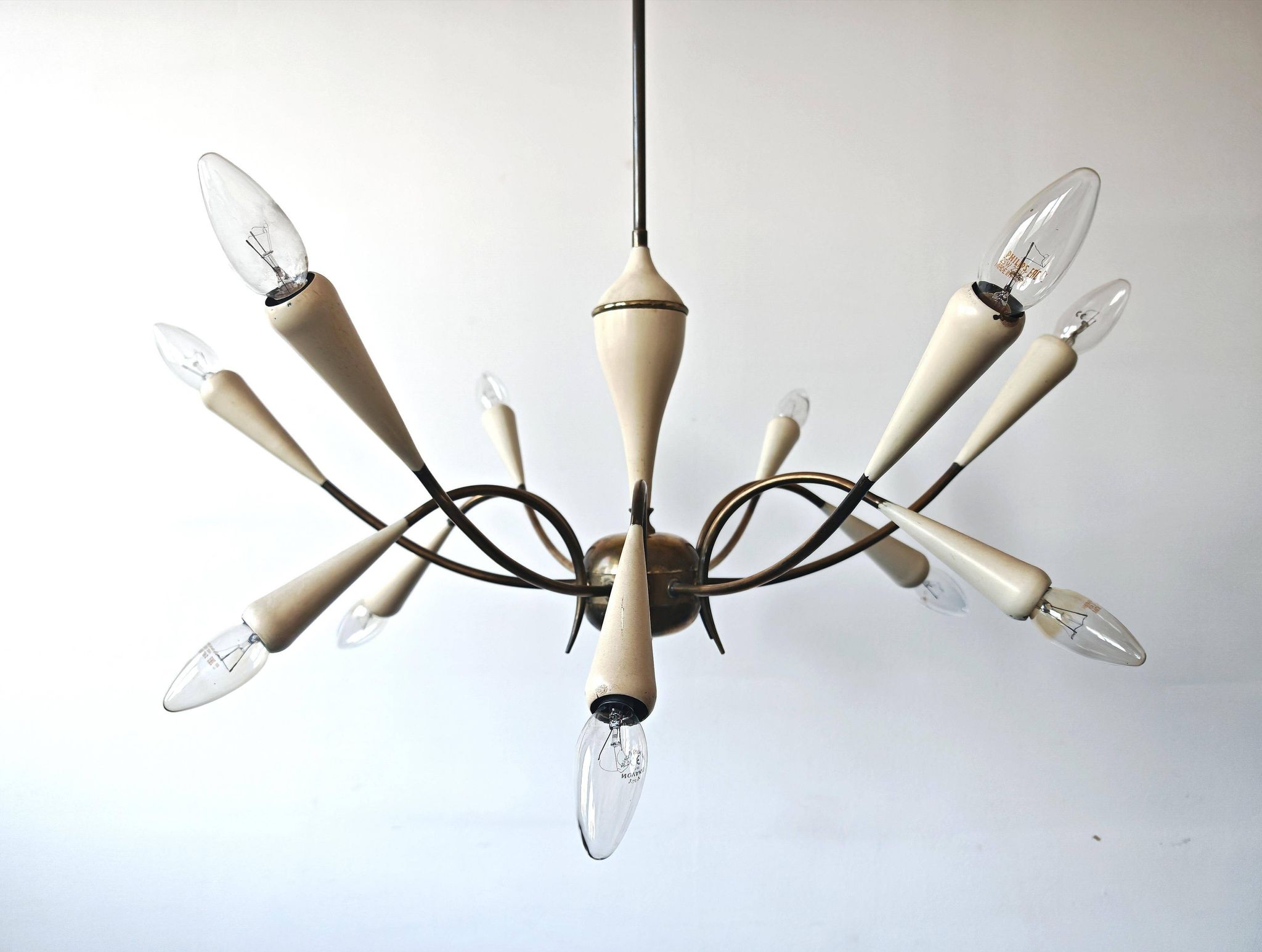 Lustre Stilnovo 12 arms brass Mid Century Modern 1950s