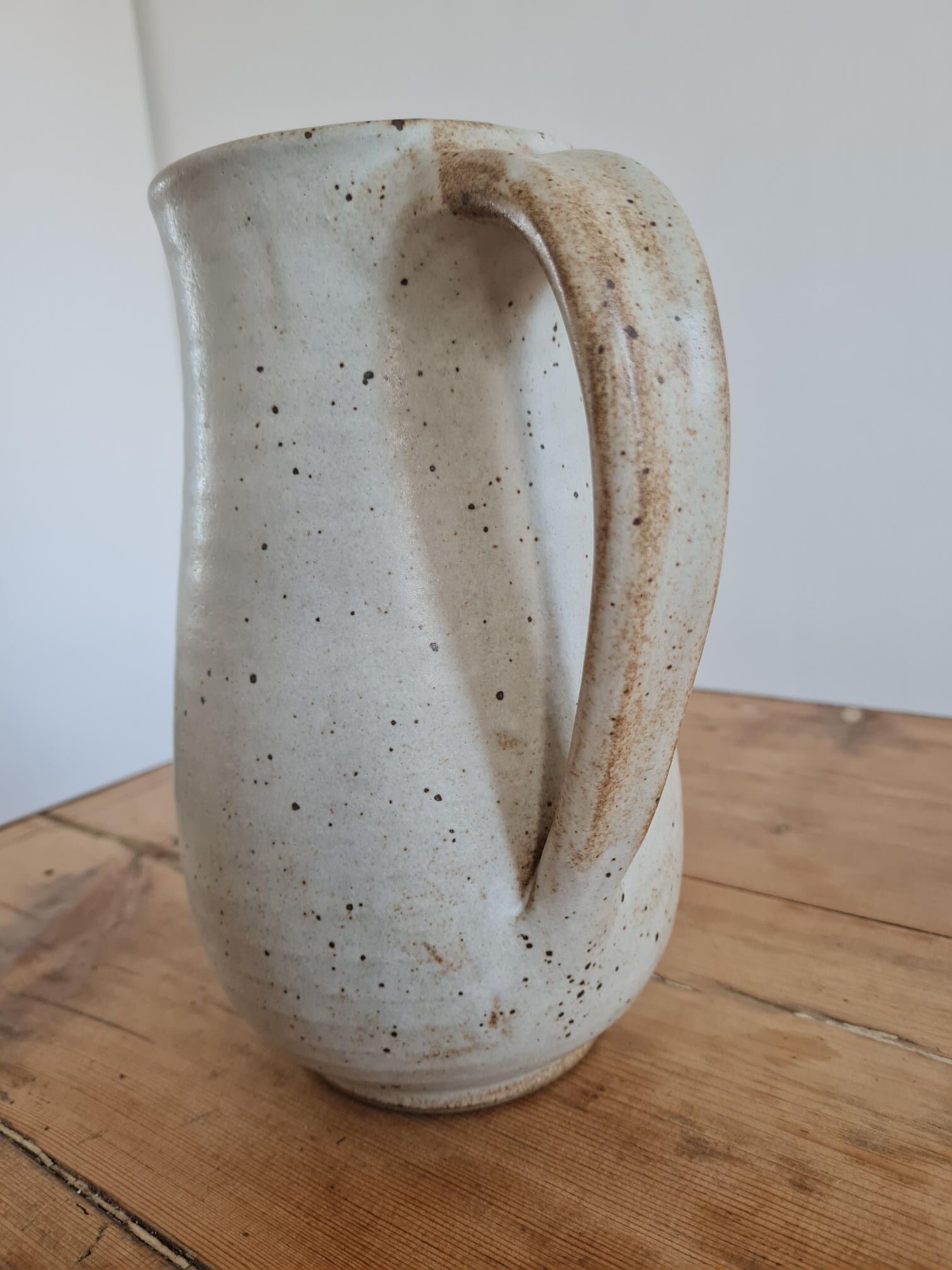 Glazed stoneware pitcher