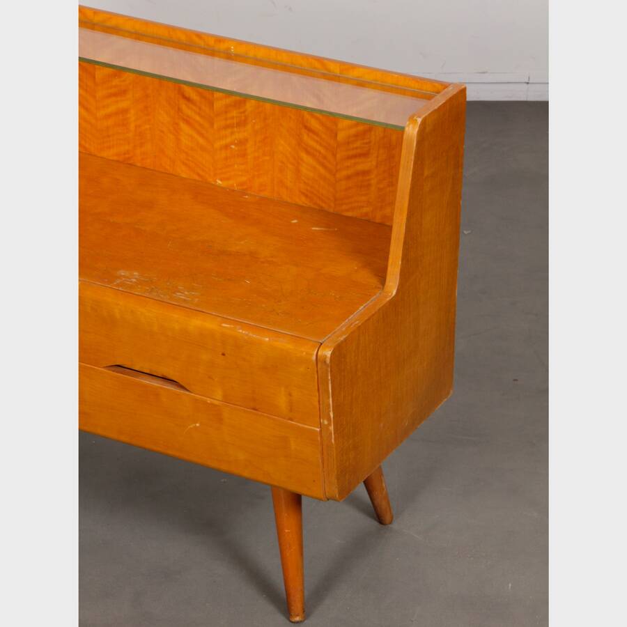 Vintage wood and glass storage, 1960