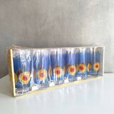 Vintage glass set, VMC Reims France, French lemonade glass 70's