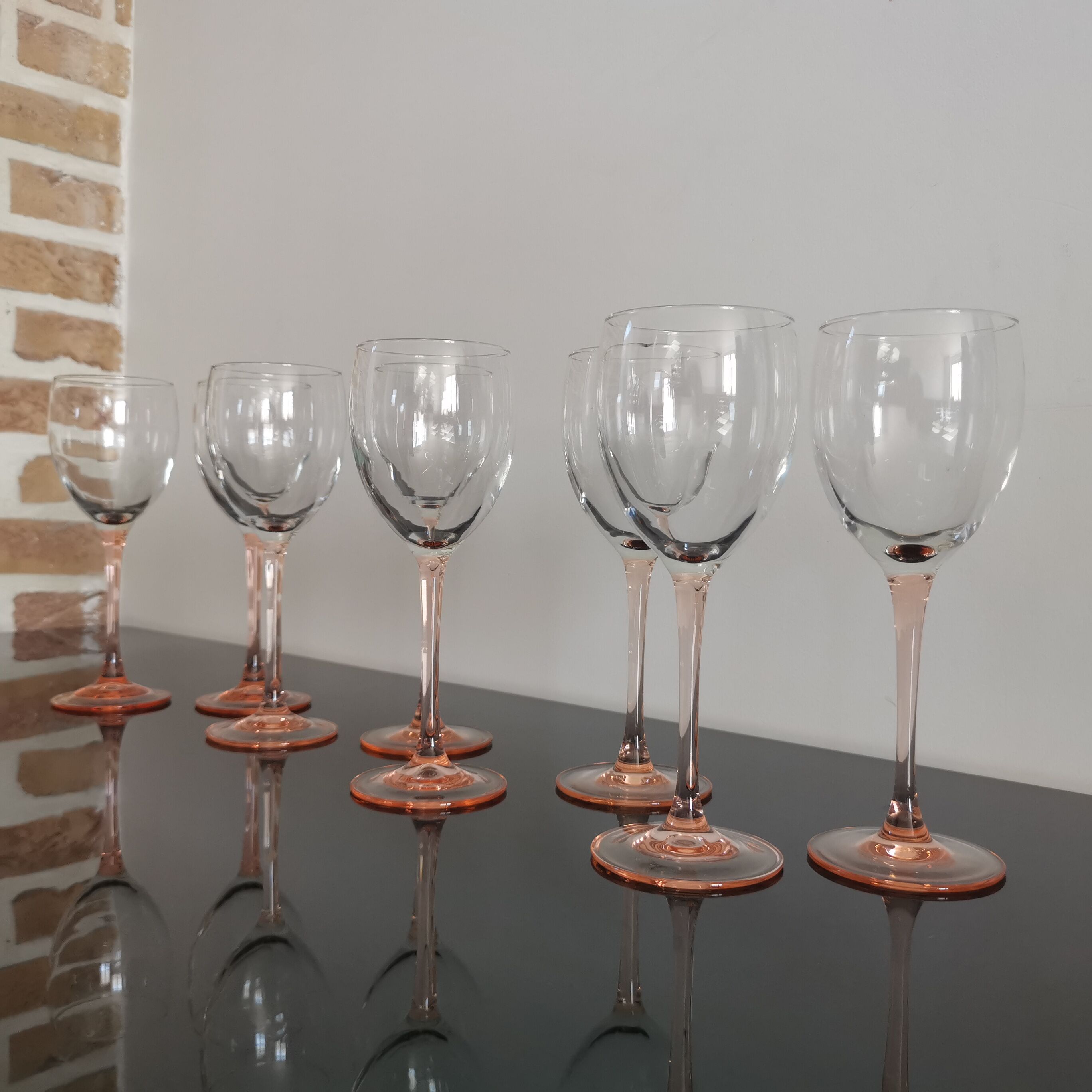Luminarc pink feet wine glasses