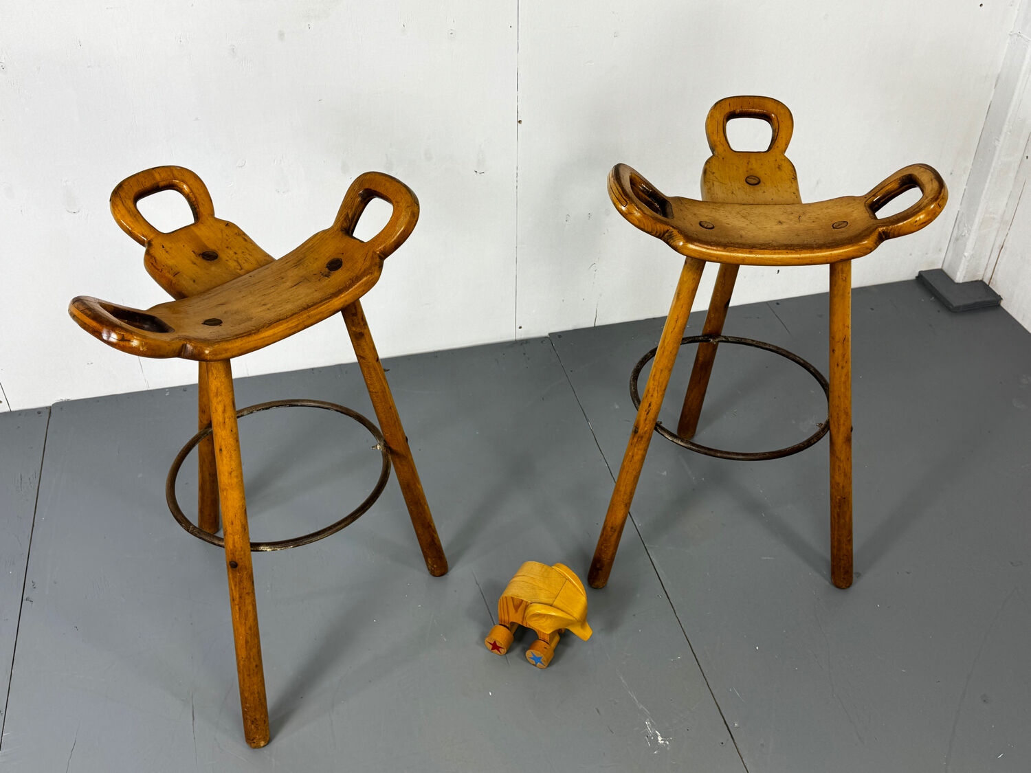 Set of 2 Brutalist Marbella Bar Stools by Sergio Rodrigues, 1960s