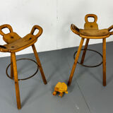 Set of 2 Brutalist Marbella Bar Stools by Sergio Rodrigues, 1960s