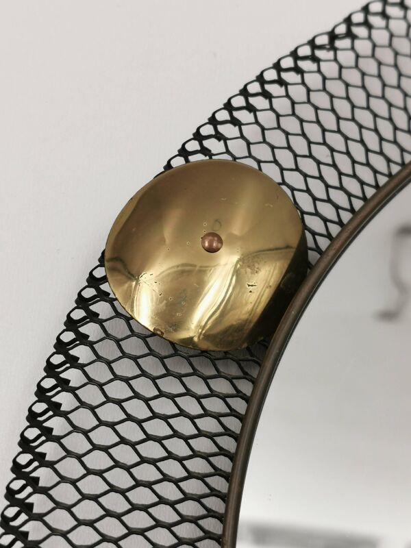 Miroir vintage métal ajouré et laiton Vereinigte Werkstätten Munchen 1950