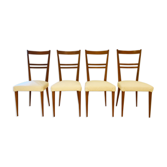 4 scandinavian chairs with seating in buckle fabrics