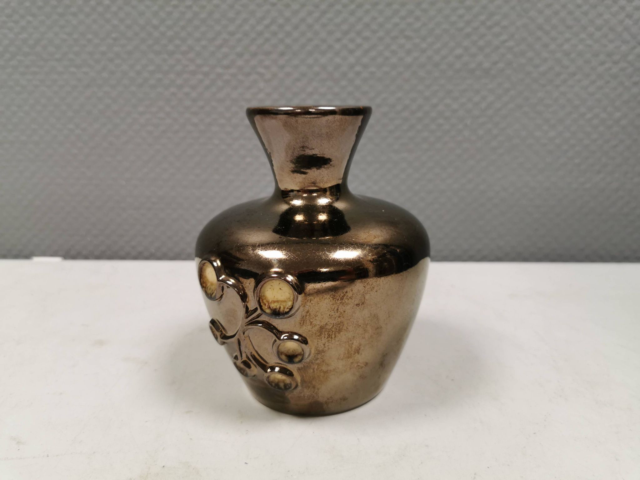 Ceramic vase with metal glaze from Frank ceramics Denmark 1970-80s.