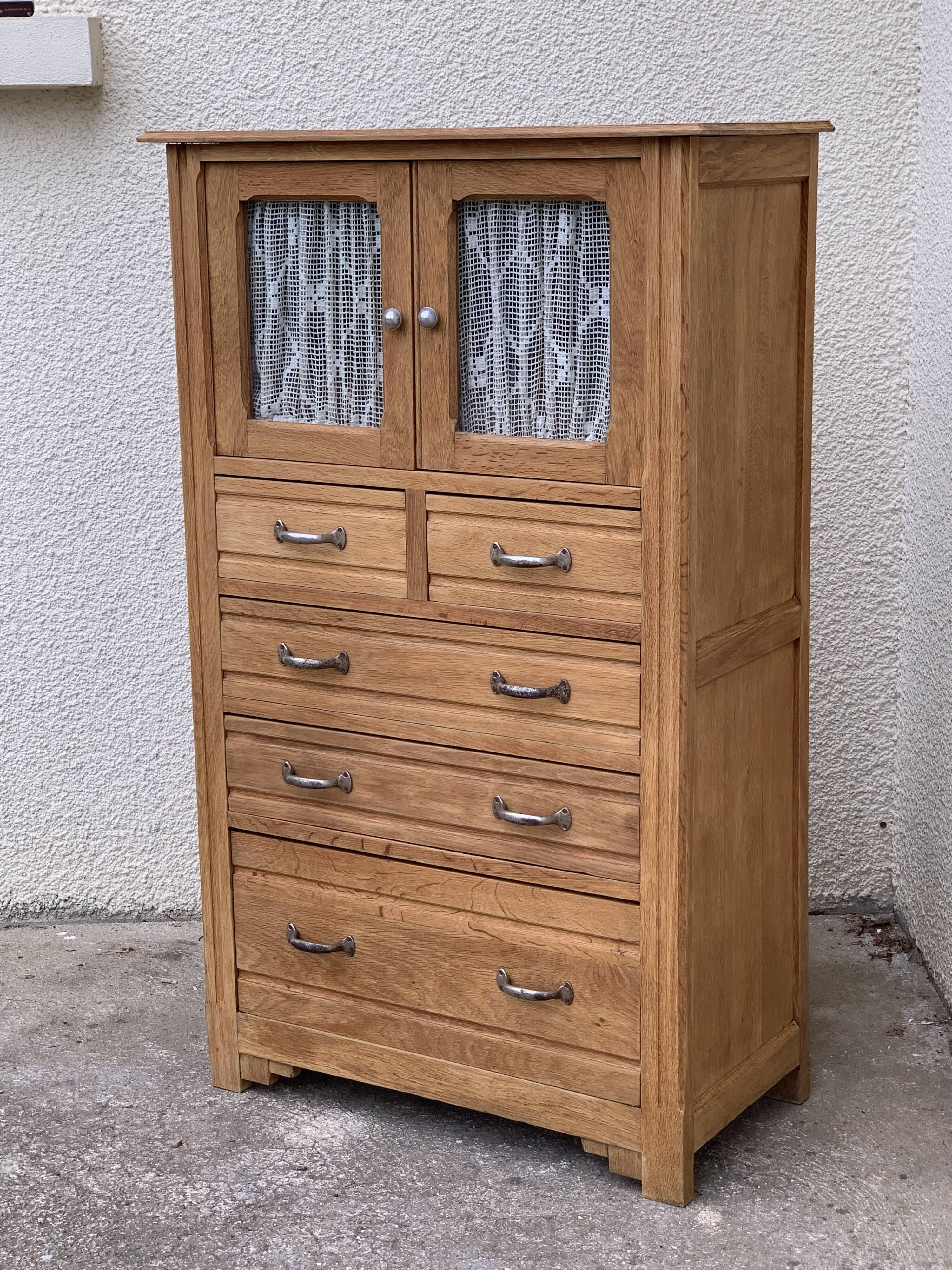 Buffet parisien vitré 1920 bois brut massif