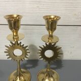 Pair of sun candle holders