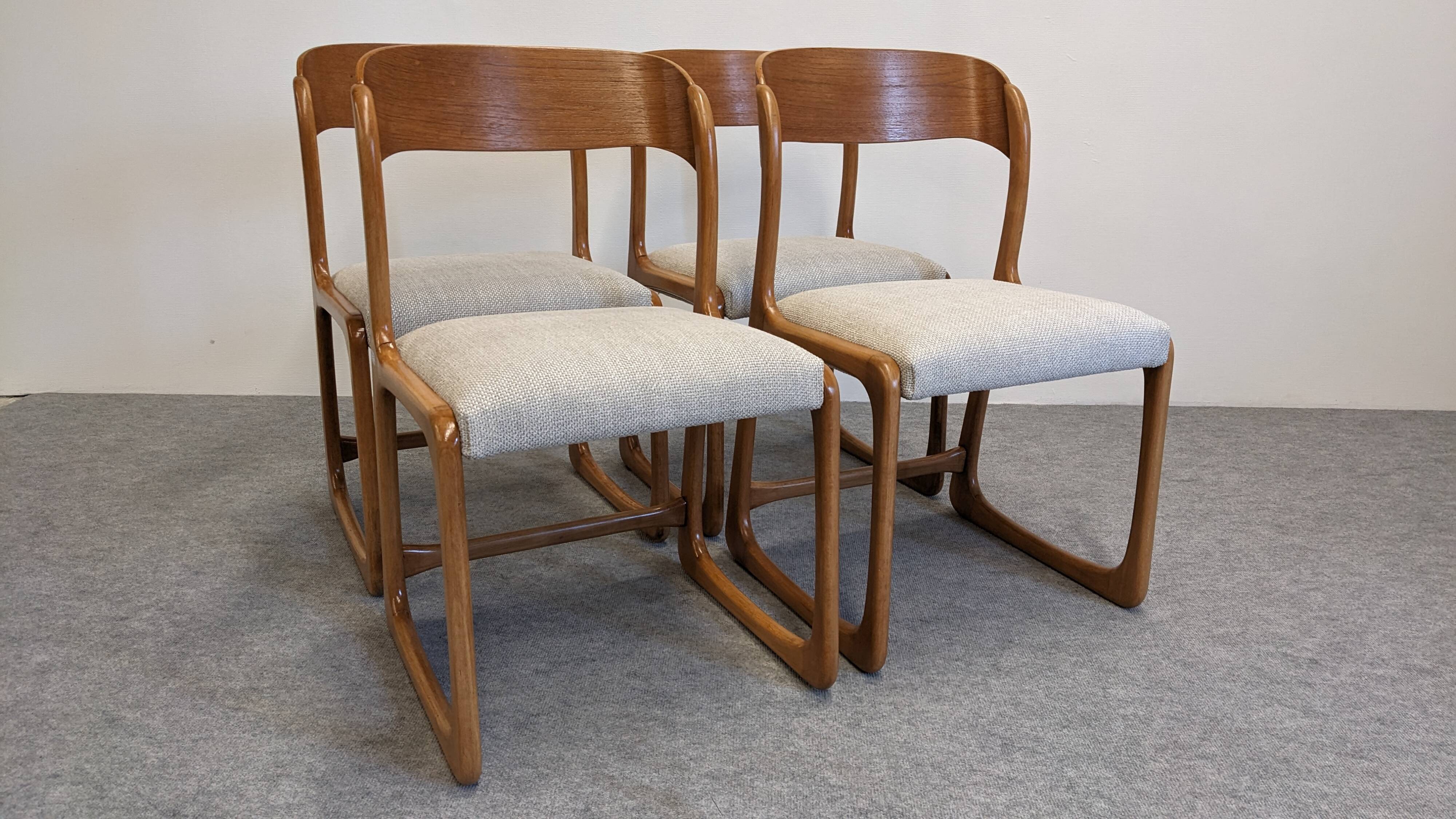 Set of 4 Baumann sled chairs, France circa 1970.