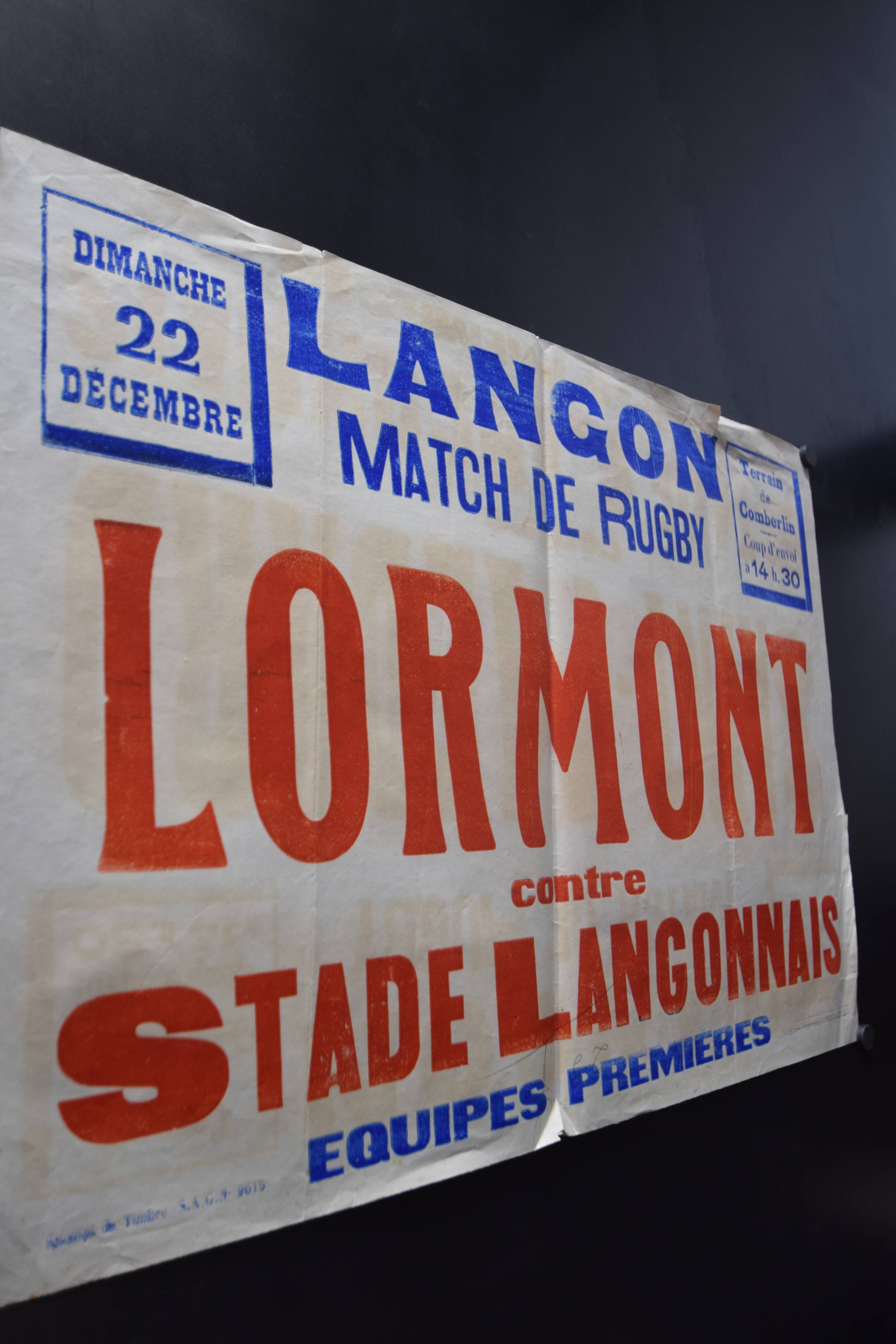 "Rugby Match" poster - City of Langon - 1930s