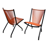 Paire Chaises pliantes scoubidou 1970's