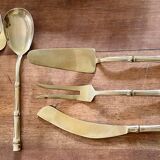 Housewife Table cutlery for 6 people. bamboo brass 78 pieces