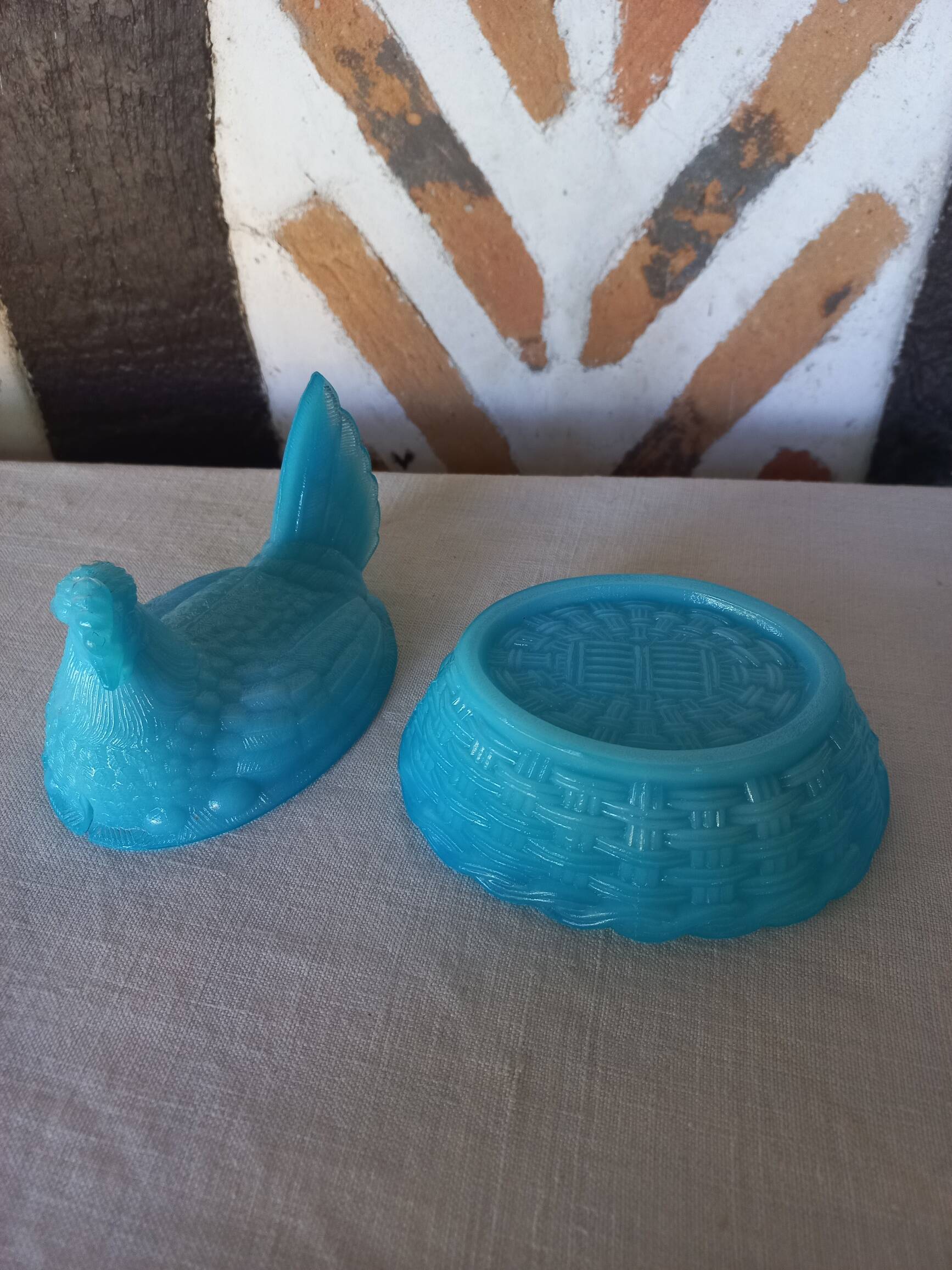 Blue opaline hen candy box