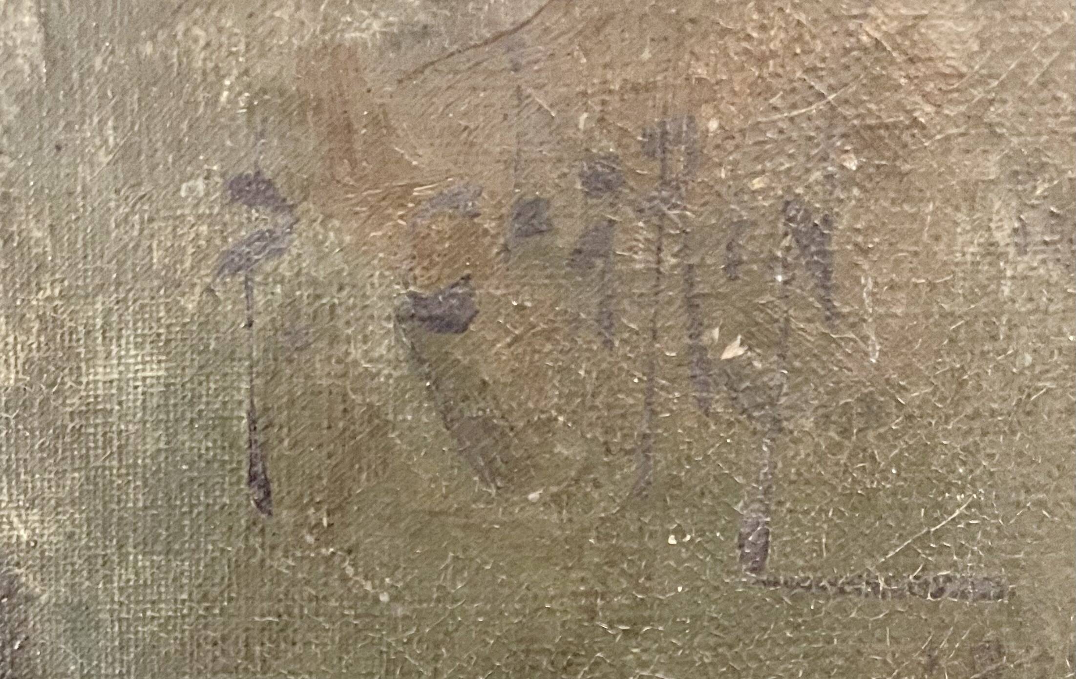 Portrait painting of a man with green eyes and mustache signed 1904