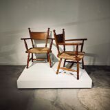 Pair of brutalist armchairs