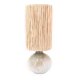 Stoneware potter's lamp, raffia lampshade, 1970s