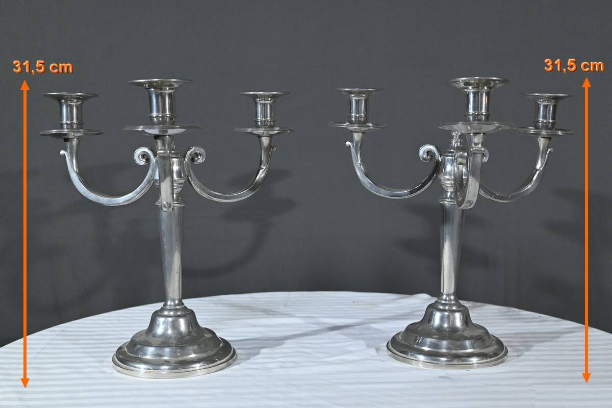 Pair of “Le Lingot” Candelabra in Pewter – Mid 20th Century