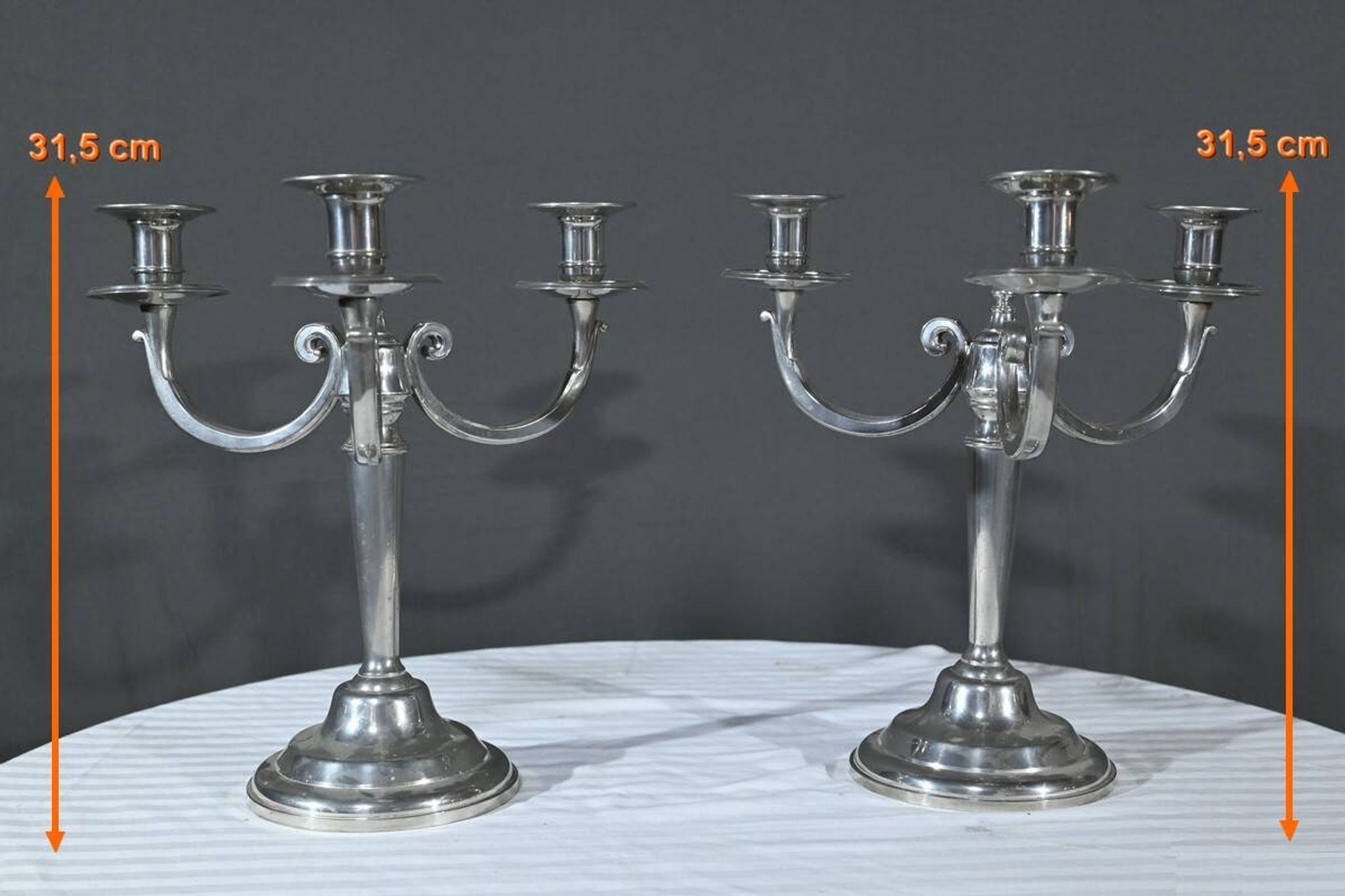 Pair of “Le Lingot” Candelabra in Pewter – Mid 20th Century