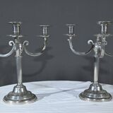 Pair of “Le Lingot” Candelabra in Pewter – Mid 20th Century