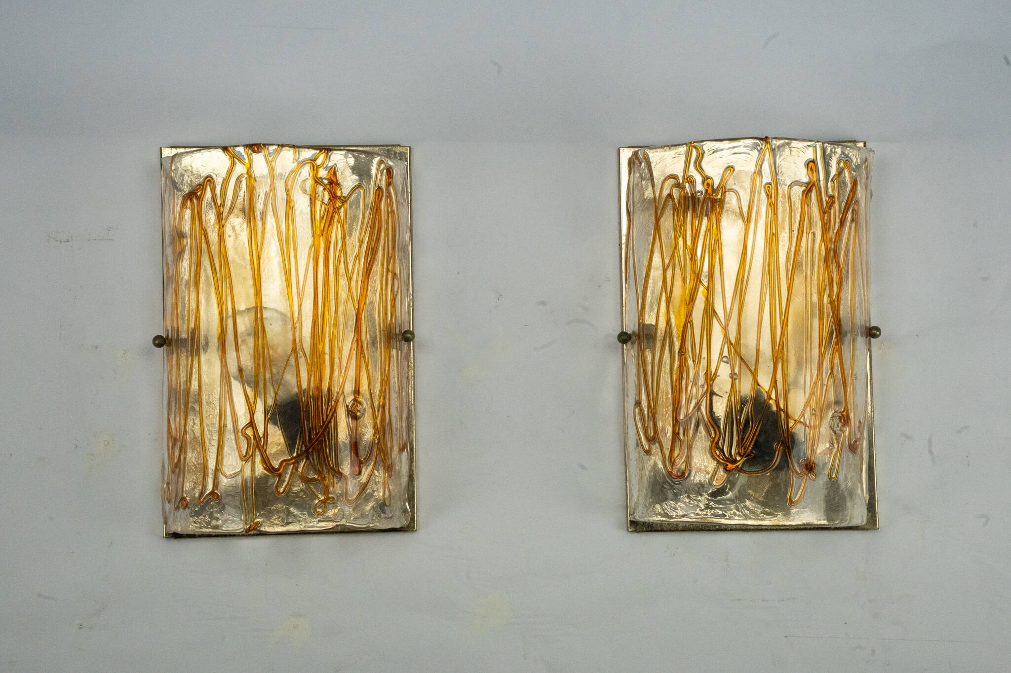 Pair of signed La Murrina thick Murano glass sconces. Italy 1970s.