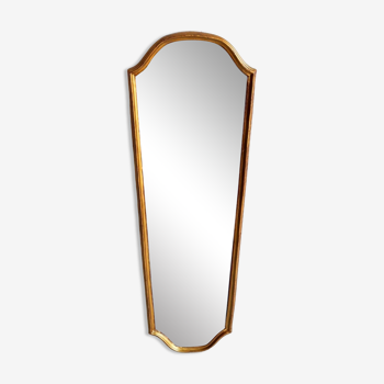 Long miroir étroit vintage en bois doré 70's