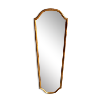 Long narrow vintage mirror in gilded wood 70's