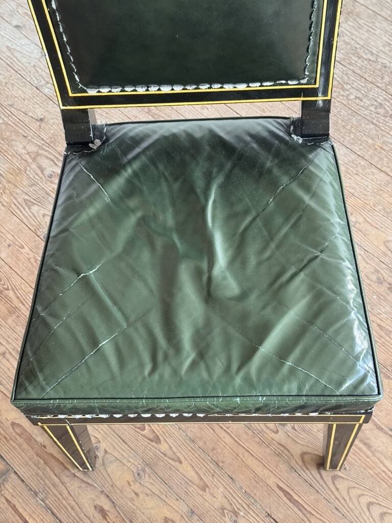 Maison Jansen black lacquered wooden desk from the 1960s with chair.