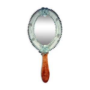 miroir de main en verre vénitien, années 1970