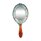 Miroir de main en verre vénitien, années 1970
