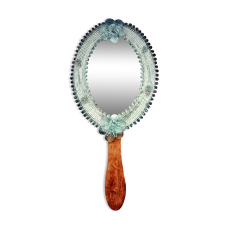 Venetian glass hand mirror, 1970