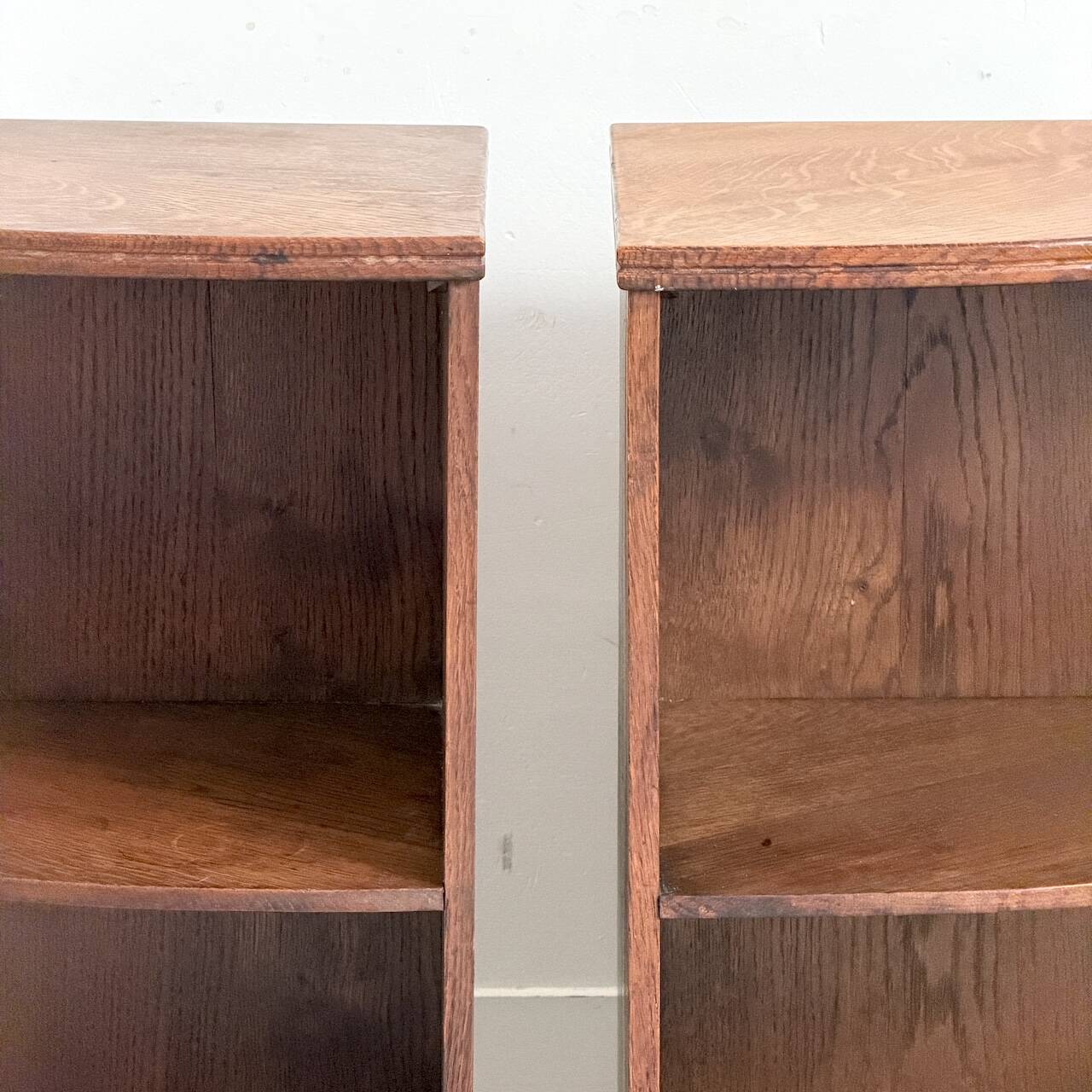 Pair of vintage 1950s corner side tables.