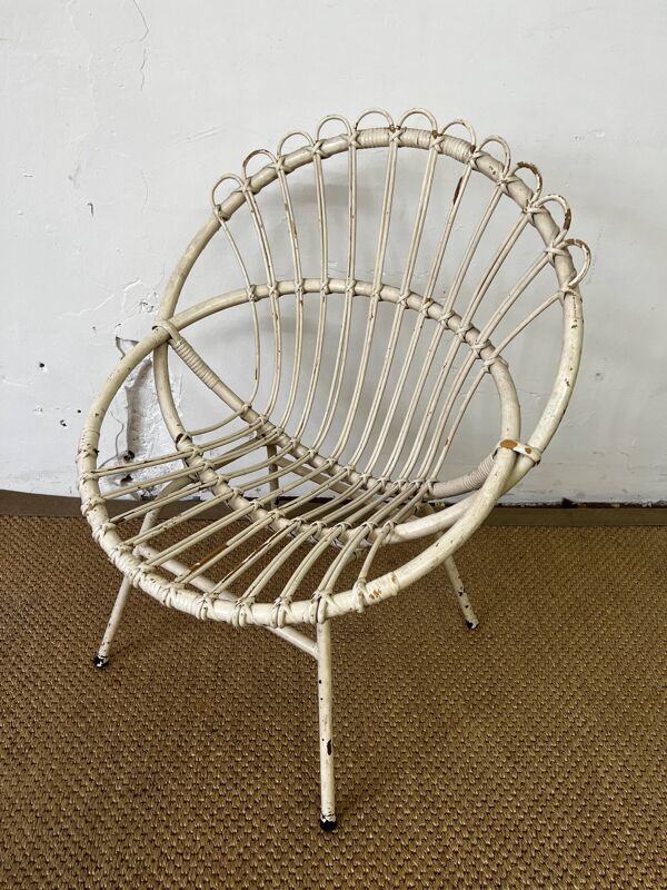 Fauteuil coquille rotin enfant