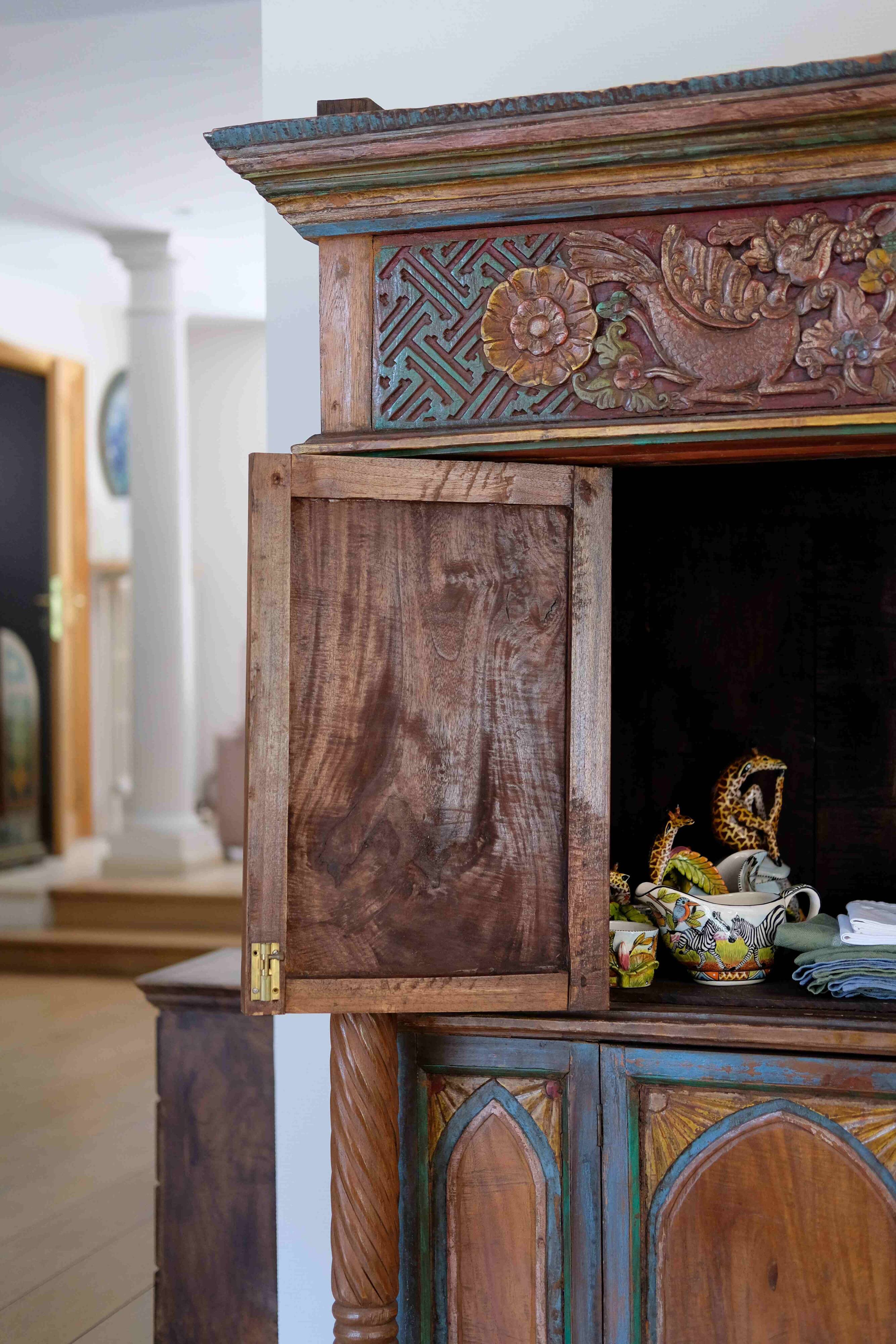 Large handcrafted Indonesian cabinet