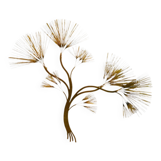 Large Mid-Century Modern Style Brass Needle Wall, Brutalist Style, Curtis Jeré