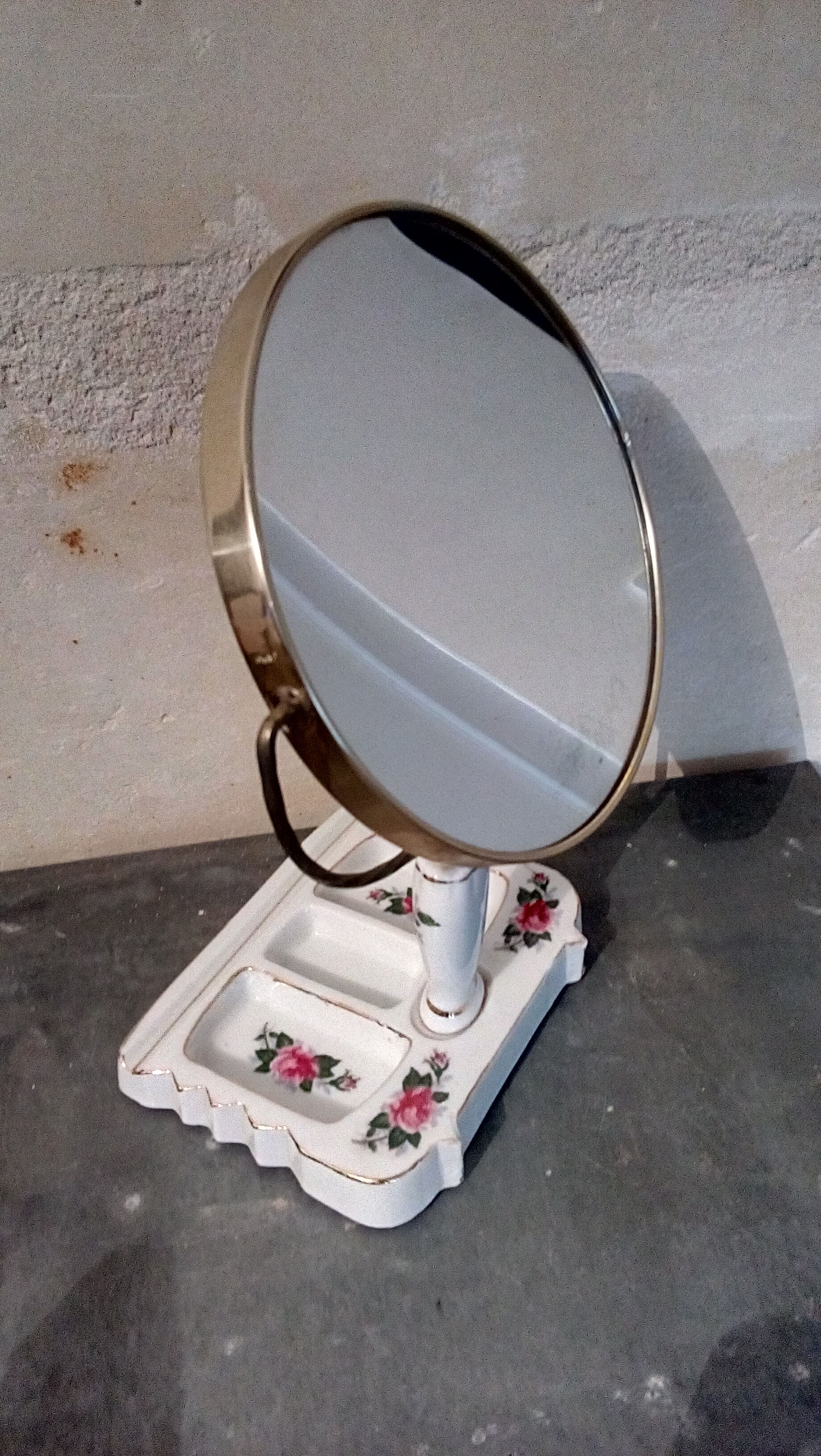 Mirror to lay porcelain rose buttons 13x24cm