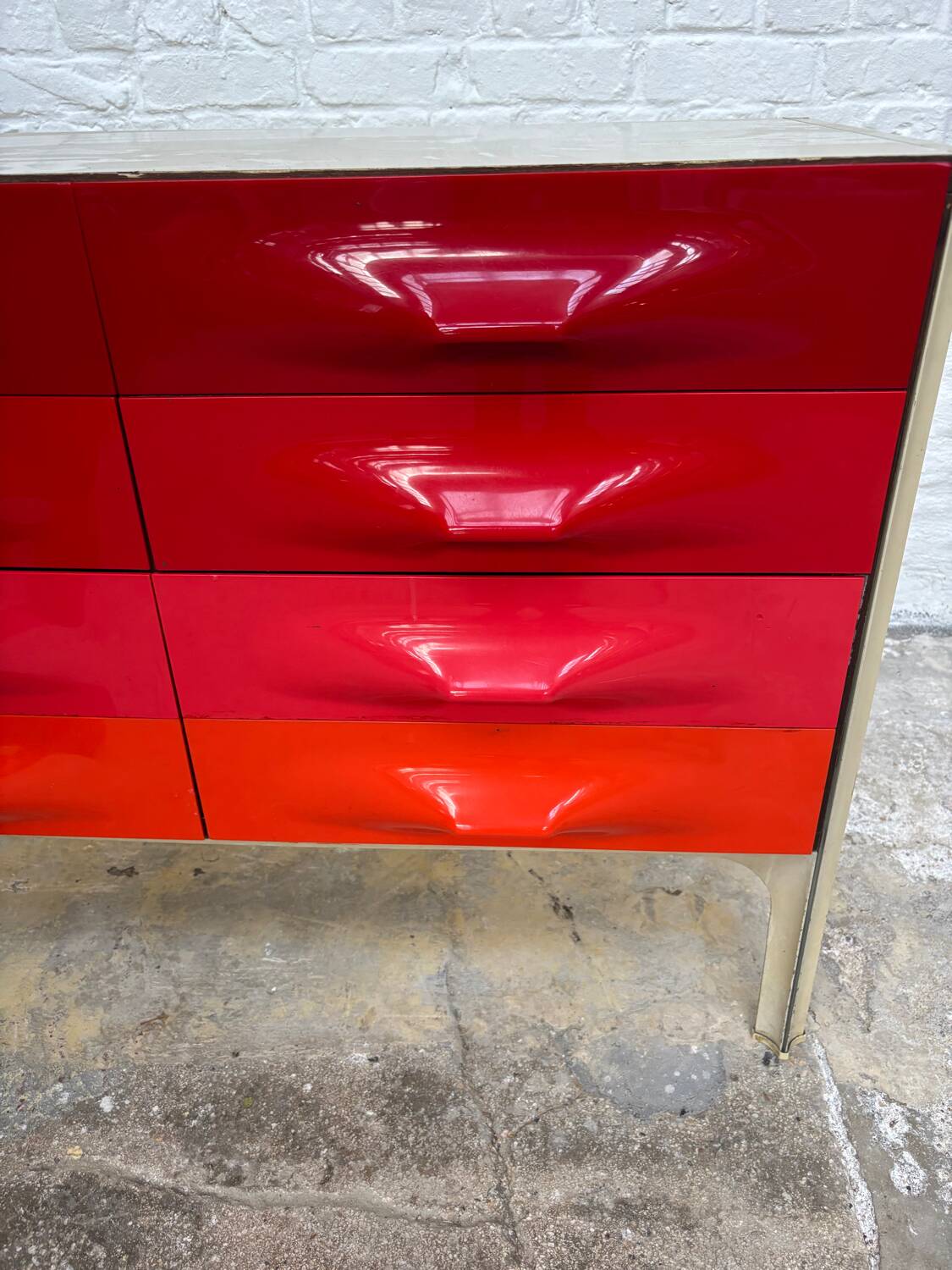Raymond Loewy red orange chest of drawers