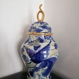 White and blue potiche bequet quaregnon