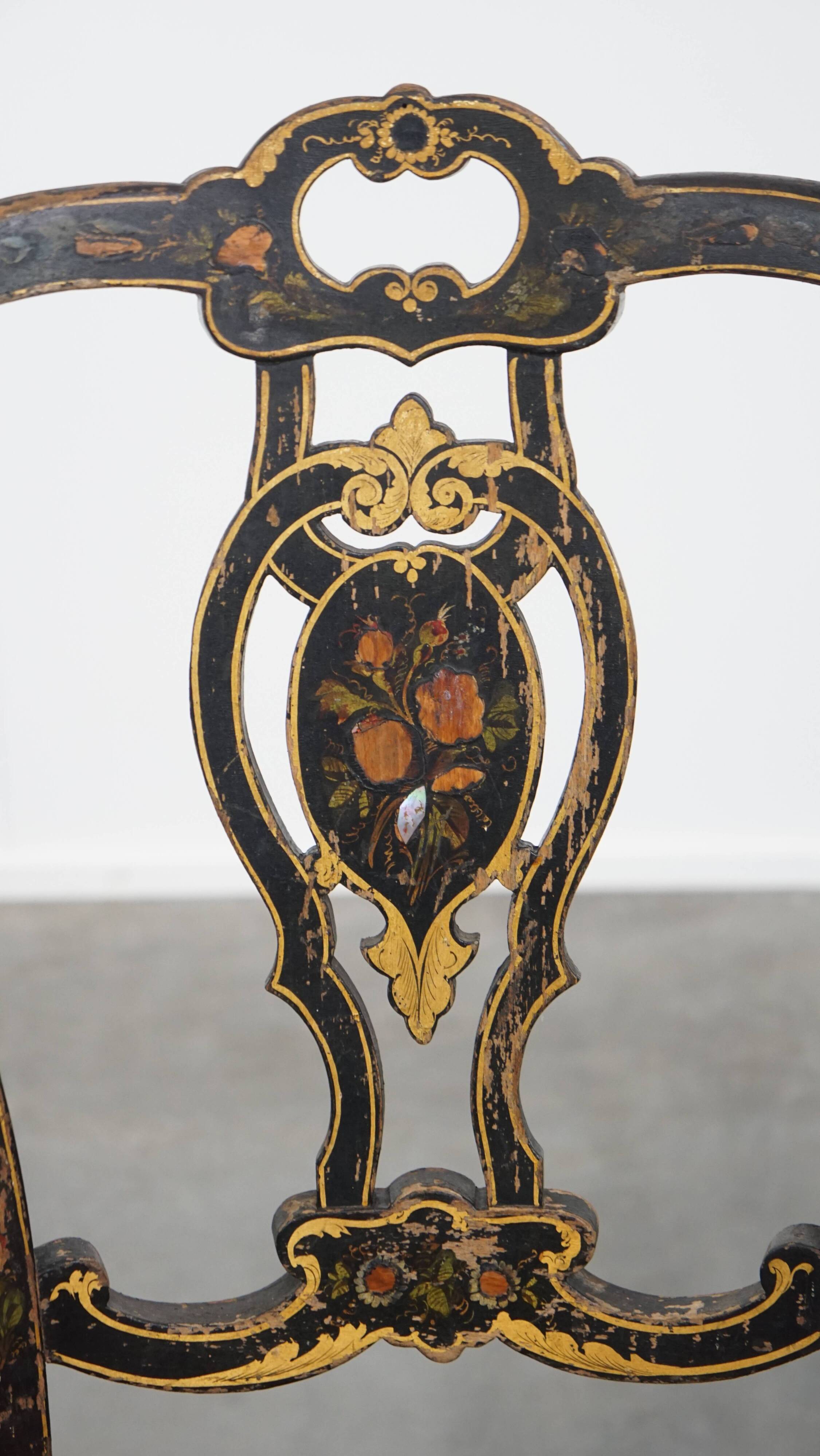 Antique French Napoleon III Chair Inlaid with Mother-of-Pearl