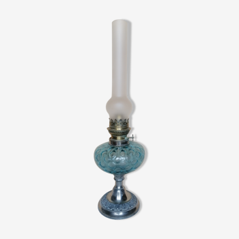 Blue glass kerosene lamp