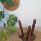Wooden tripod brutalist farm stool vintage
