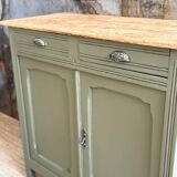 Buffet parisien kaki et bois brut