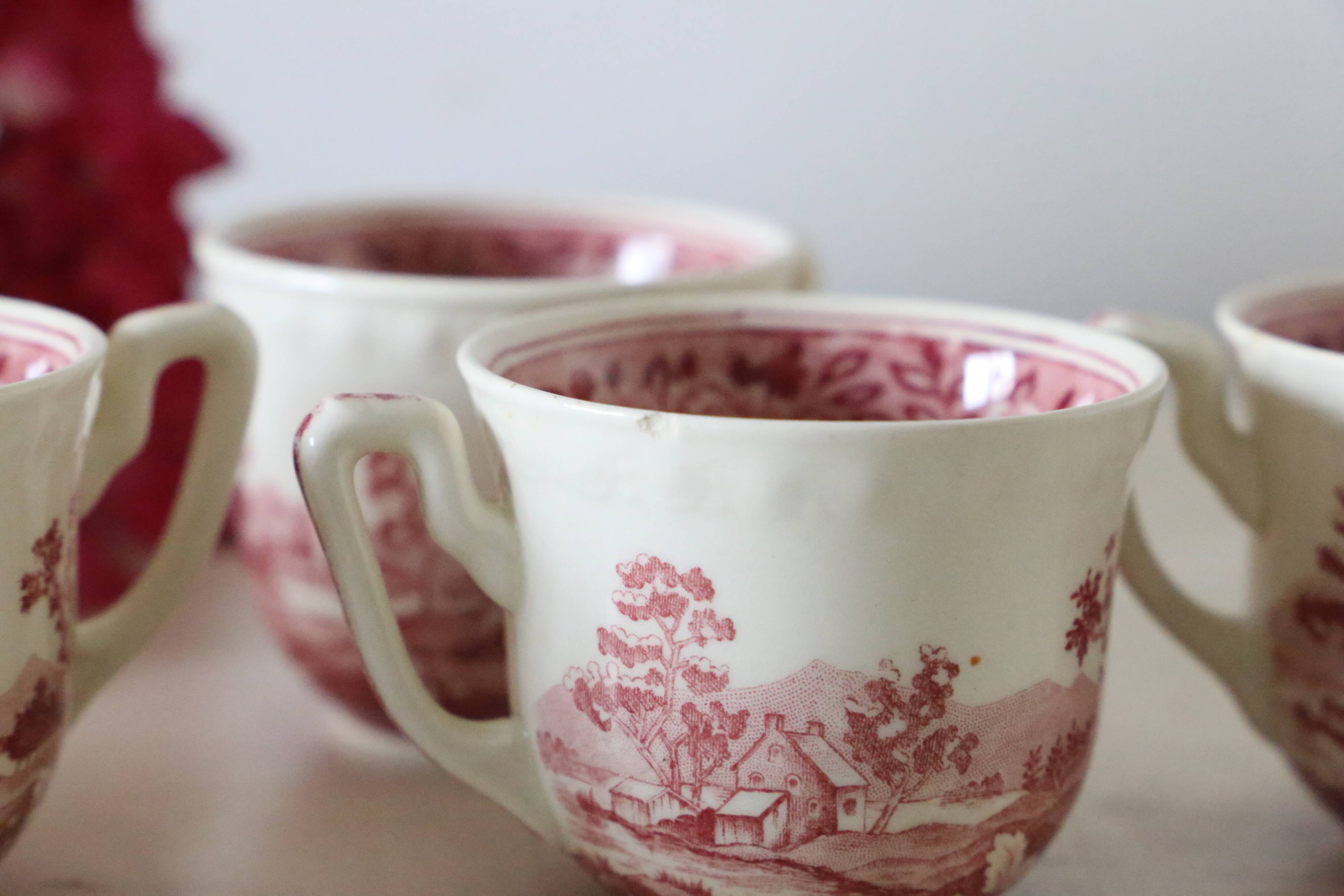 Set of 6 coffee cups and saucers, Villeroy & Boch, Rusticana rose model